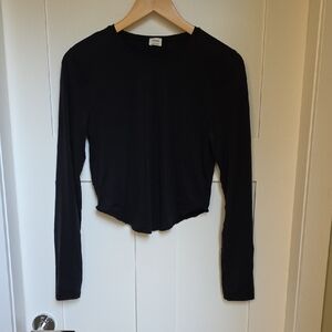 Wilfred Cropped Black Long Sleeve Top